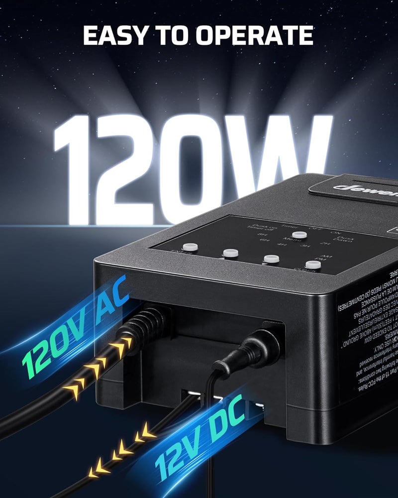 DEWENWILS 120W Low Voltage Landscape Transformer with Remote Control, 120V AC to 12V DC, Low Voltage Transformers with Photocell & Timer, Landscape Lighting Transformer for Garden Light Spotlight - Image 5
